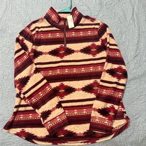 Maurices Red and Cream Patterned Sweatshirt
